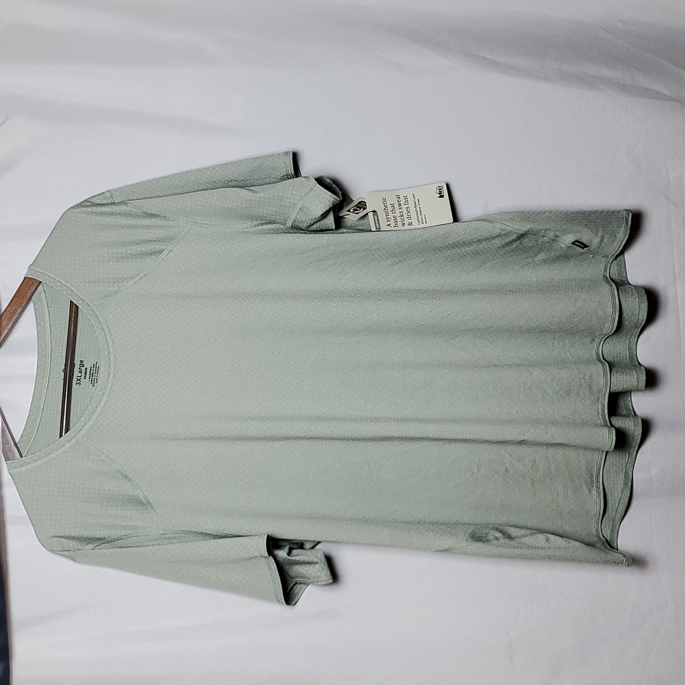 REI Lightweight Base Layer Short-Sleeve Crew, 3X, Celery Heather